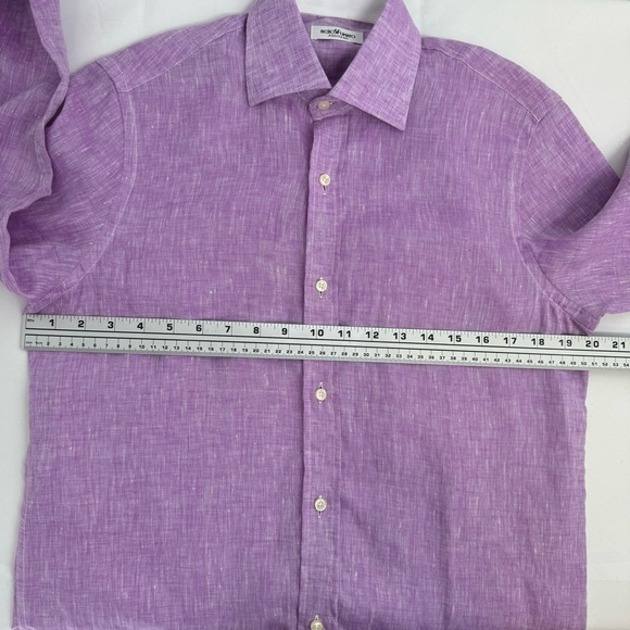 Neros Fumato Positano Men’s S Linen Purple Buttons Down Shirt - Picture 4 of 8